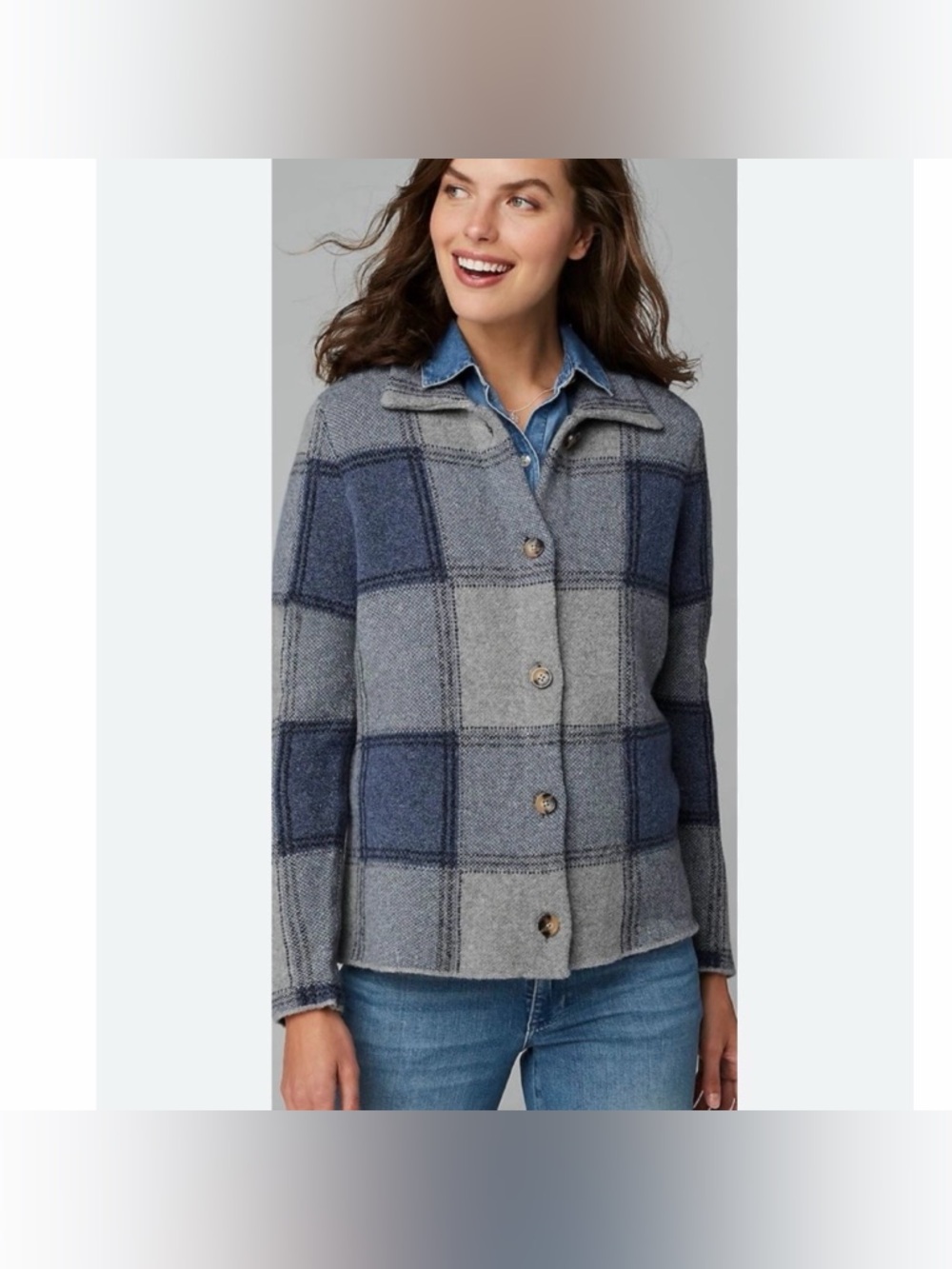 NWOT J. Jill Plaid Wool-Blend Jacket Cozy button-front Shacket Women’s XL